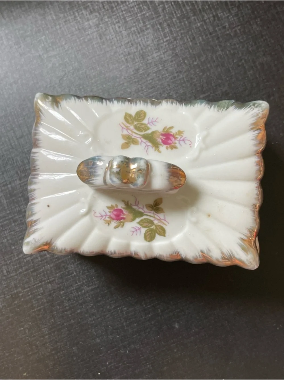 Vtg Porcelain Floral Trinket Dishes & Box Del Coronado Nasco Japan Moss Rose